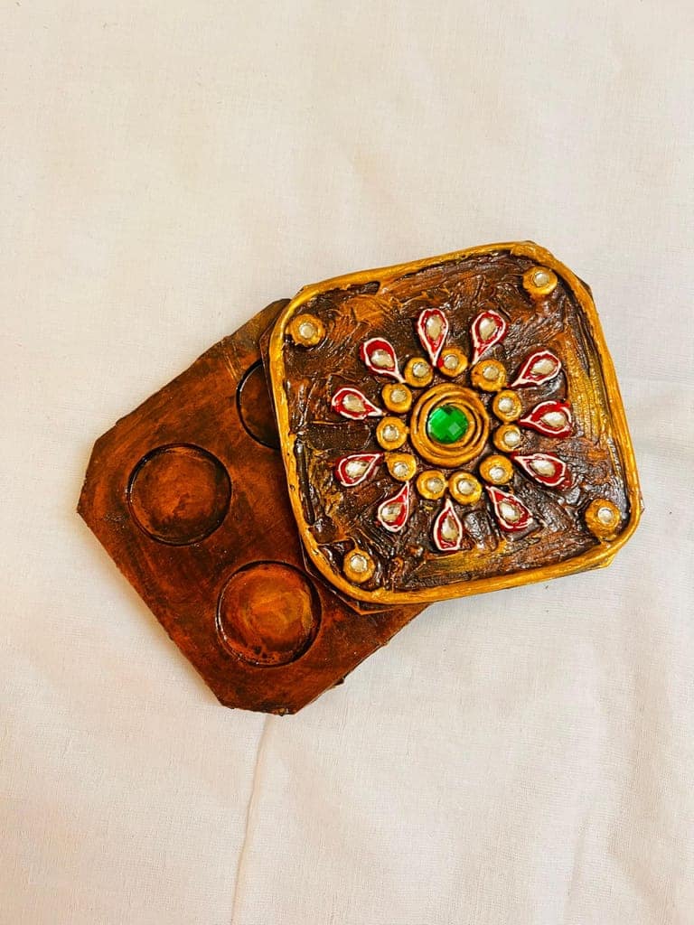 Wooden Coin Box and Flower Vase Gift Set, Medium and Small Sizes, Silver & Gold Coins, Home Decor view 3