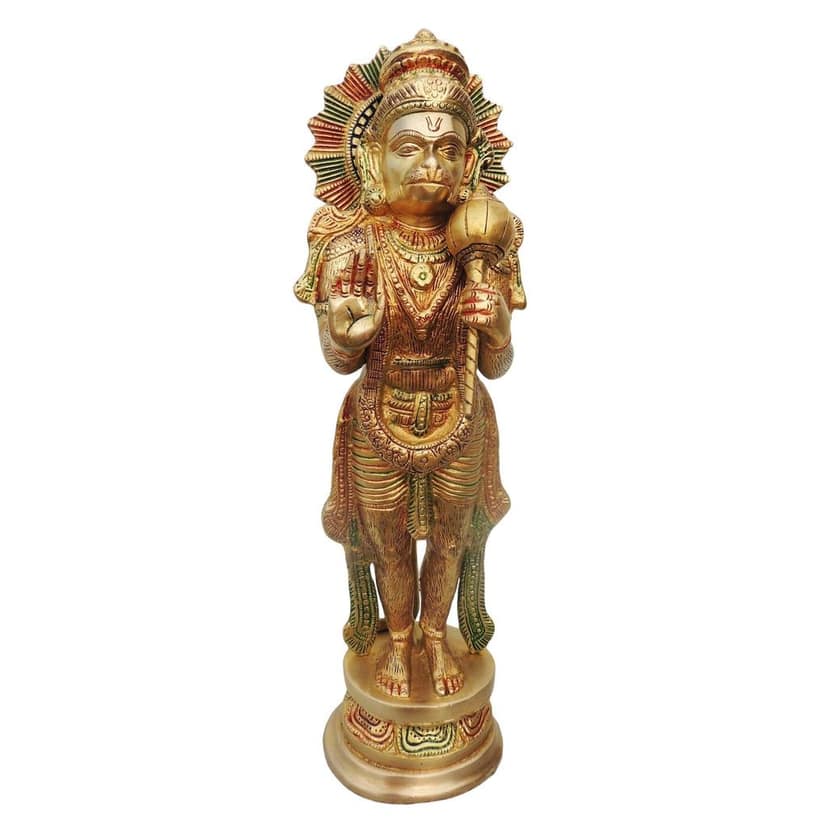 Brass Standing Hanuman Ji God Idol - Powerful Devotional Statue, Height : 17 Inch (BSMAS498) view 2