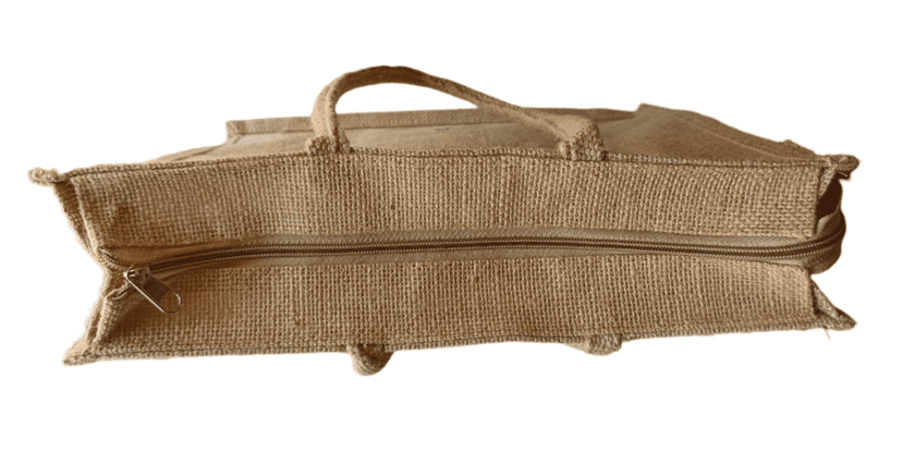 Jute Tote Bag with Colorful Patchwork Design view 3
