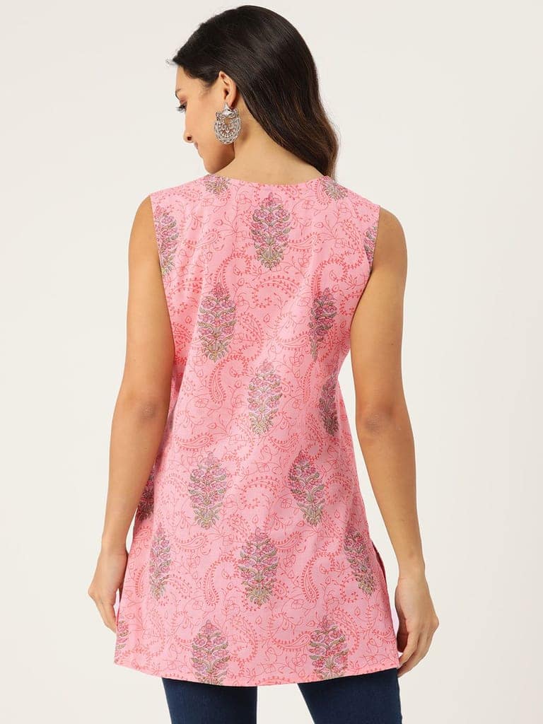 Ethnic Motifs Printed Thread Work Pure Cotton Thread Work Kurti view 3