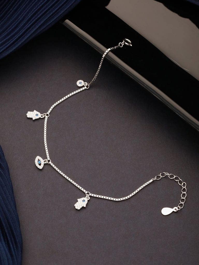 925 Sterling Silver Zircon Studded Evil Eye DailywearWraparound Adjustable Tennis Bracelet view 9