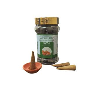 Tulsi Cone Dhoop – Eco-Friendly, Handcrafted with Natural Flowers, Charcoal-Free