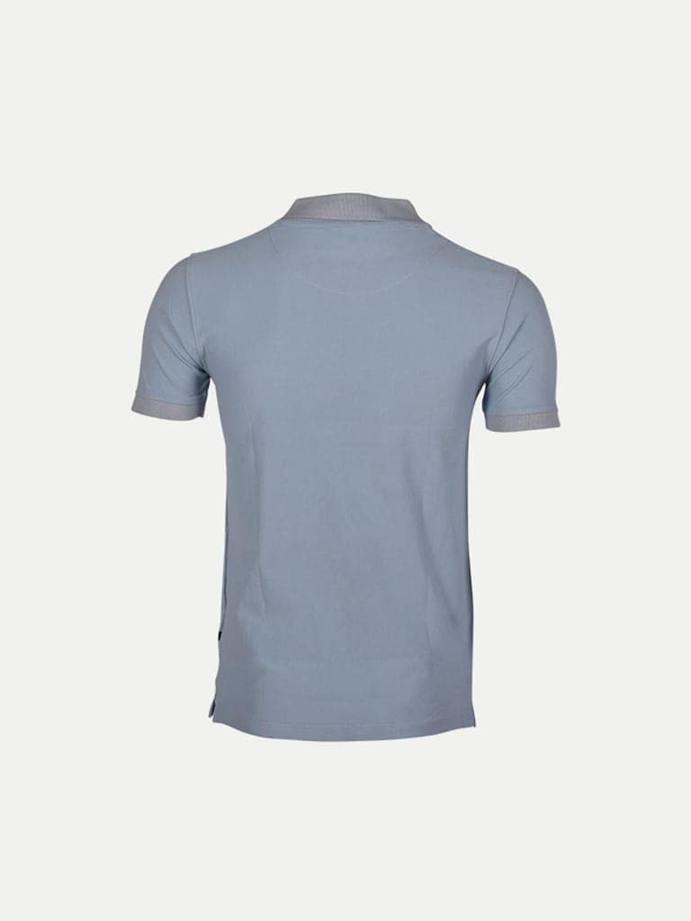 Mens Light Blue Cotton Fashion Printed Polo T Shirt view 4