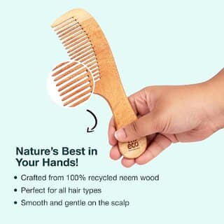 IMECO Neem Wood Wide Tooth Comb Pack of 2 Anti-Static Eco-Friendly Suitable for All Hair Types view 2