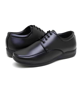 Men's Synthetic Leather Solid Lace-Up Formal Shoes (Black) - Style 67988