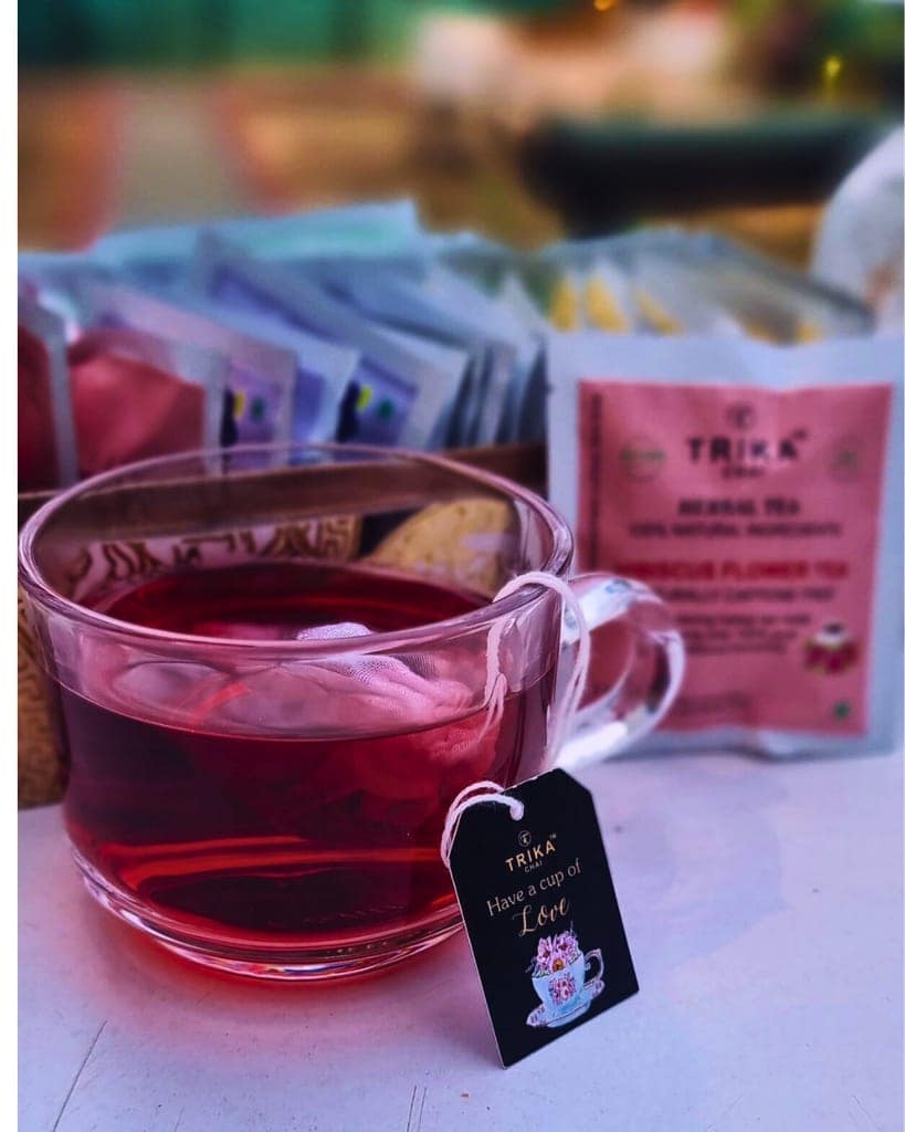"TRIKA CHAI Hibiscus Flower Tea - Herbal Bliss in Every Sip, Caffeine-Free, Product of Bharat, Direct From Farms, 50gm" view 2
