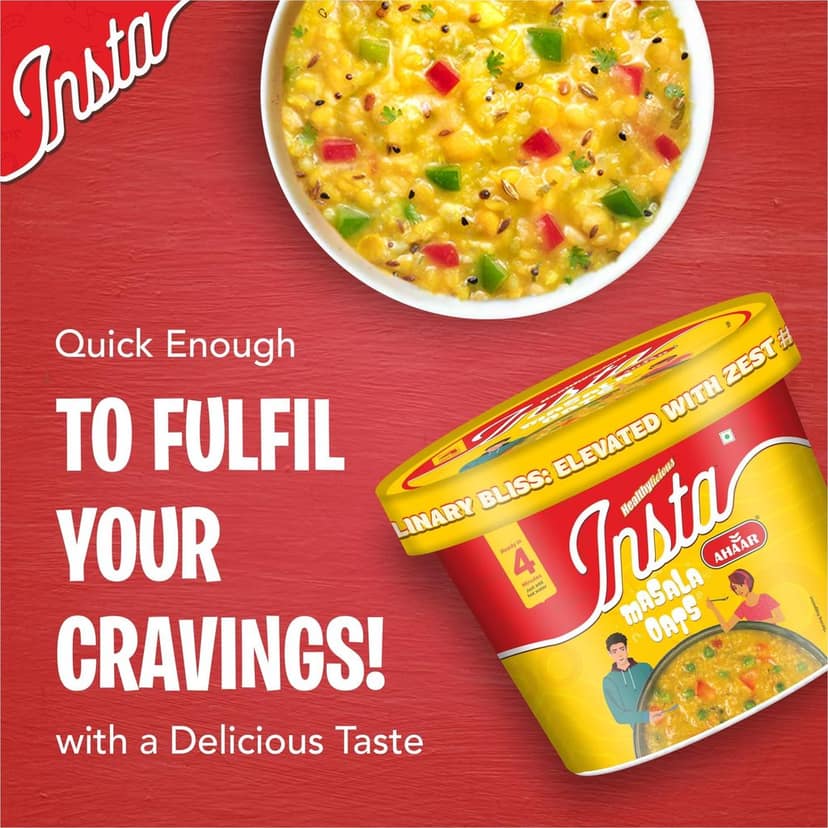 Insta Ahaar Masala Oats - Cup 55g | Ready-to-Eat | Instant Snack view 3