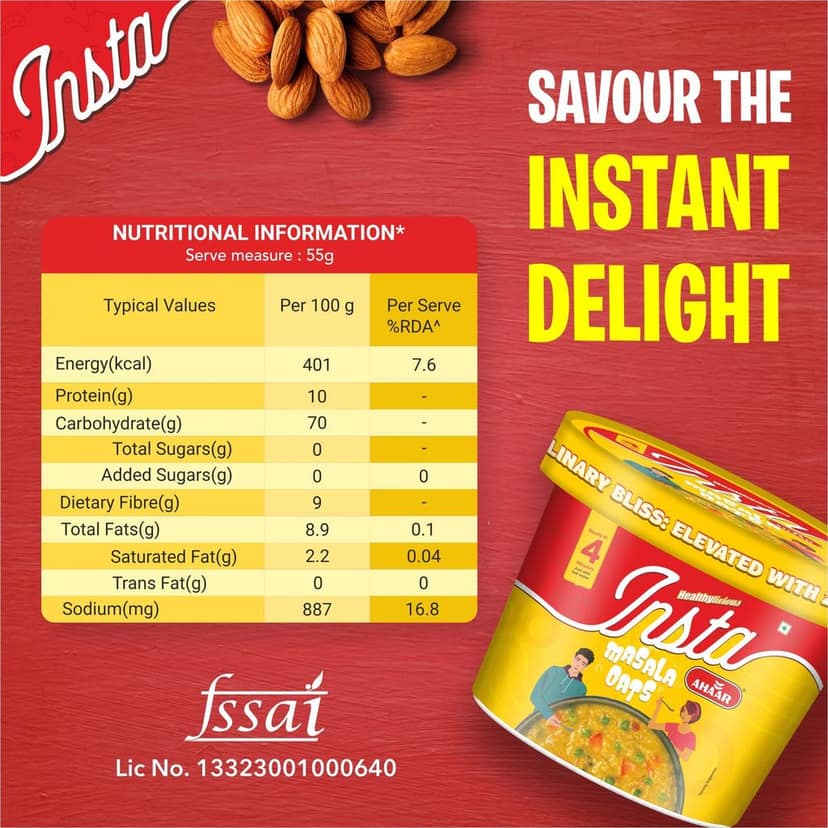 Insta Ahaar Masala Oats - Cup 55g | Ready-to-Eat | Instant Snack view 6