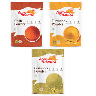 Agro Mantra 3 Pcs Combo Of Chilli, Turmeric And Coriander Powder | 500gm Each (pack of 2)