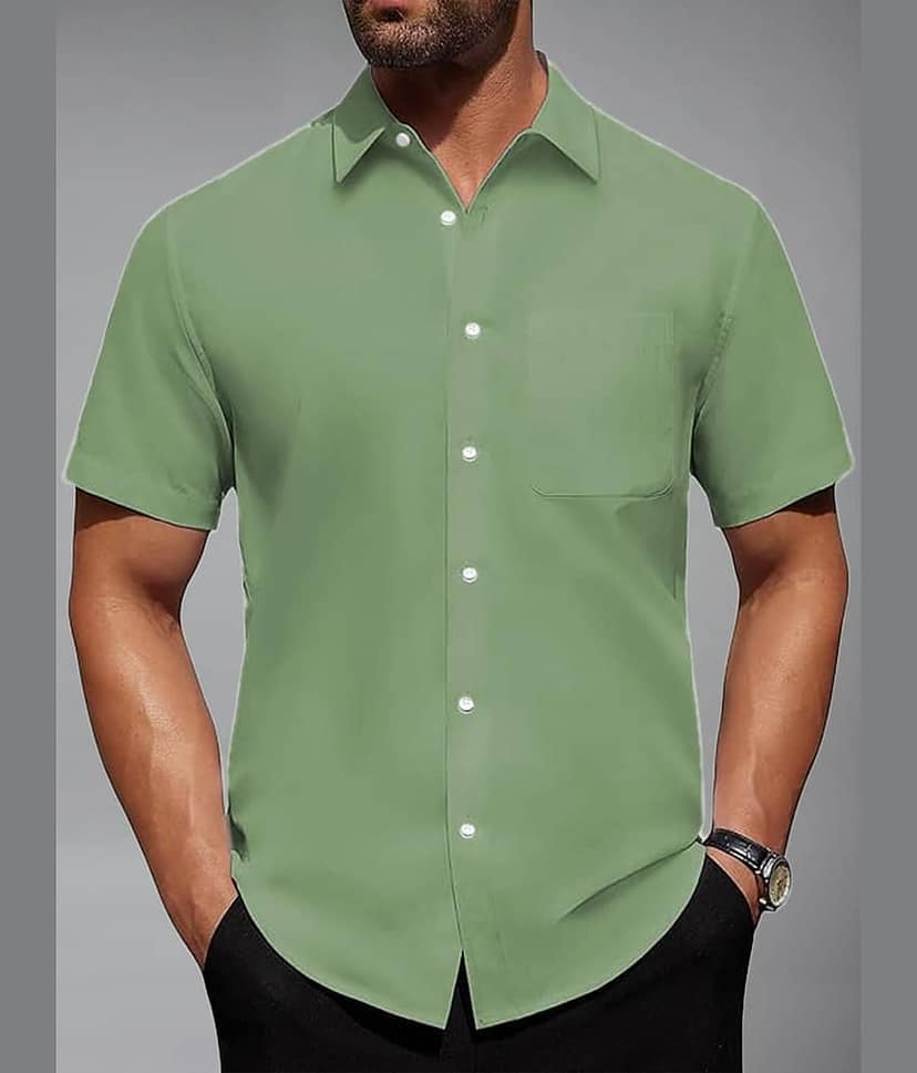 BHUVIKOO Cotton Blend Slim Fit Solids Half Sleeves Men's Casual Shirt - Beige ( Pack of 1 )