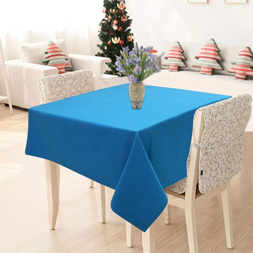 AIRWILL 100% Cotton Solid Pattern 2 Seater Square Table Cover Sized, 36x36 inches (Blue, Pack of 1)