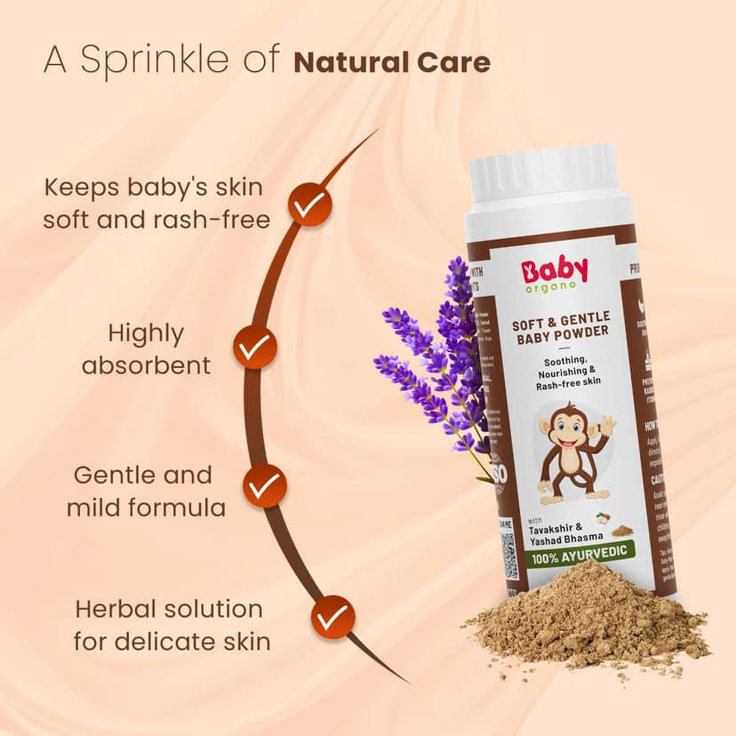 BabyOrgano Soft & Gentle Baby Powder - 100g Pack of 2 view 2