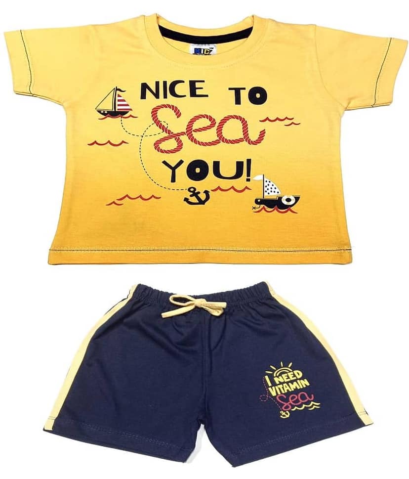 Kideon Pack of 1 Baby Boys 100% Cotton T-Shirt & Shorts ( Gold )