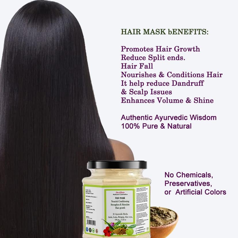 Revitalizing Hair Mask | Promote Healthy Growth and Scalp Wellness | Hair Pack Aloe Vera, Hibiscus, Bhringraj | 21 Ayurvedic herbs Powder view 4