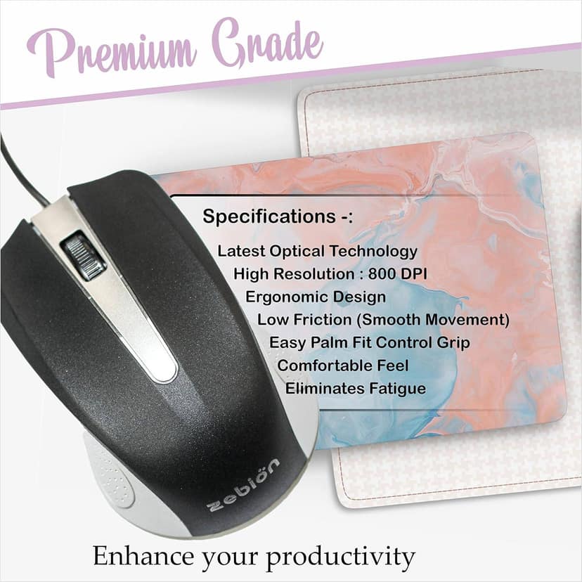 Zebion Rocky USB Mouse with Latest Optical Technology - Black view 3