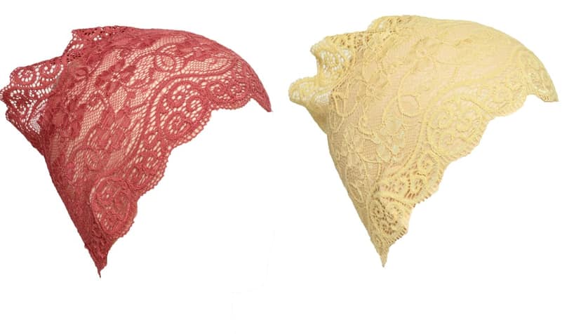 Girls and Womens Hijab Cap Hijab Headband, Under Hijab Scarf Light Maroon and Cream Naqab Head Scarf (2 pcs) view 2