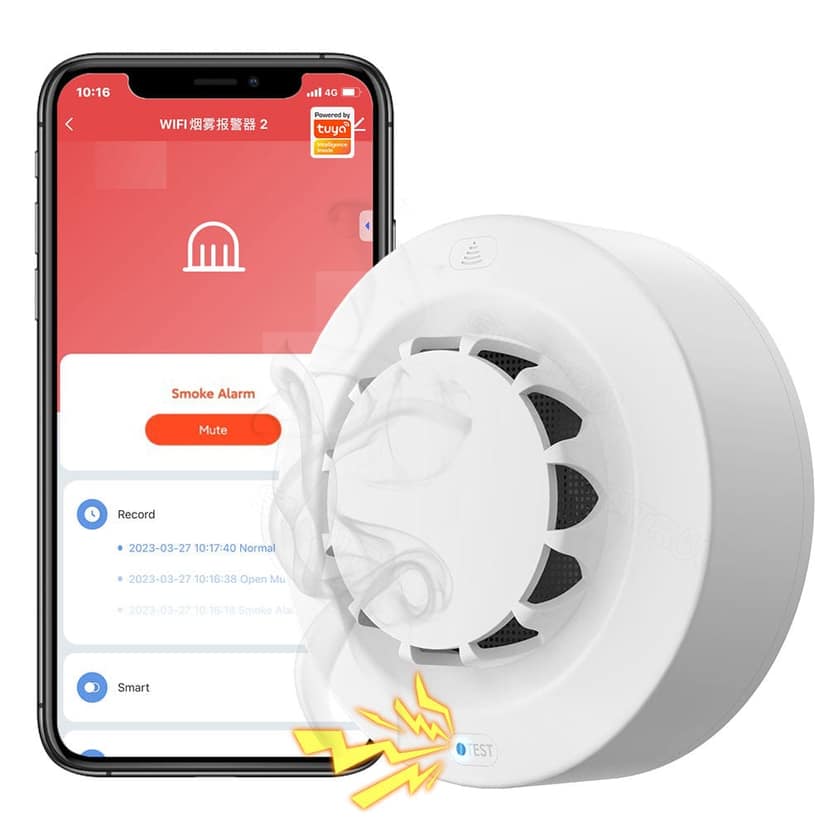 AUSHA Smart Wi-Fi Smoke Detector | Photoelectric Sensor, 90dB Alarm, App Alerts