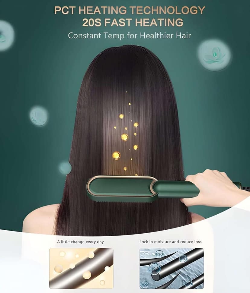 Hair Straightener Comb Brush with 5 Temperature Control | Electric Straightening & Smoothing Comb | Hair Styling Brush for Men, Women & Girls (Original Quality) view 5