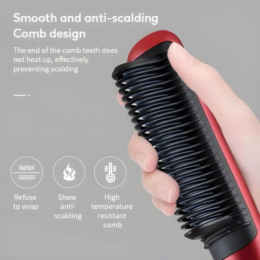Hair Straightener Comb Brush with 5 Temperature Control | Electric Straightening & Smoothing Comb | Hair Styling Brush for Men, Women & Girls (Original Quality) view 8