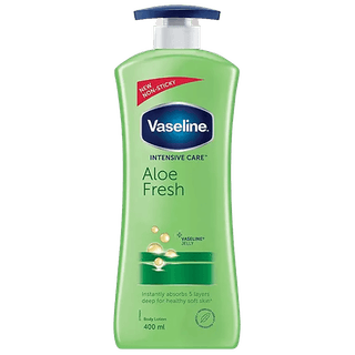 Vaseline Intensive Care Aloe Fresh Body Lotion - For Healthy Soft Skin, + Vaseline Jelly, Instantly Absorbs 5 Layers Deep, 400 Ml