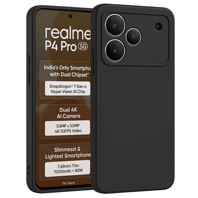V3Deals Back Cover for Realme P4 Pro 5G | Soft Matte Silicone Finish | Camera Bump Protection | Slim Fit Shockproof Case for Realme P4 Pro | Durable & Lightweight Design