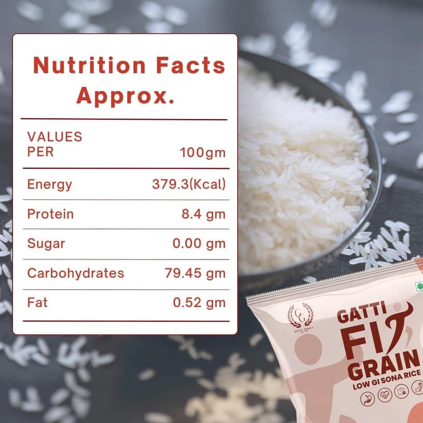 Low GI Sona Rice - 5 Kg | Diet & Diabetic Friendly | Ideal Choice for Diabetics & Weight Management for Health-conscious Individuals | Certified Low Sugar Rice view 4