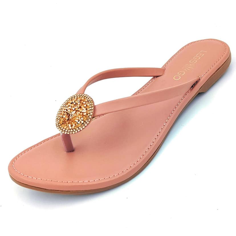 LEGS GO Peach Round Stone on Straps Sandals for Women Casual and Ethnic Wear view 2