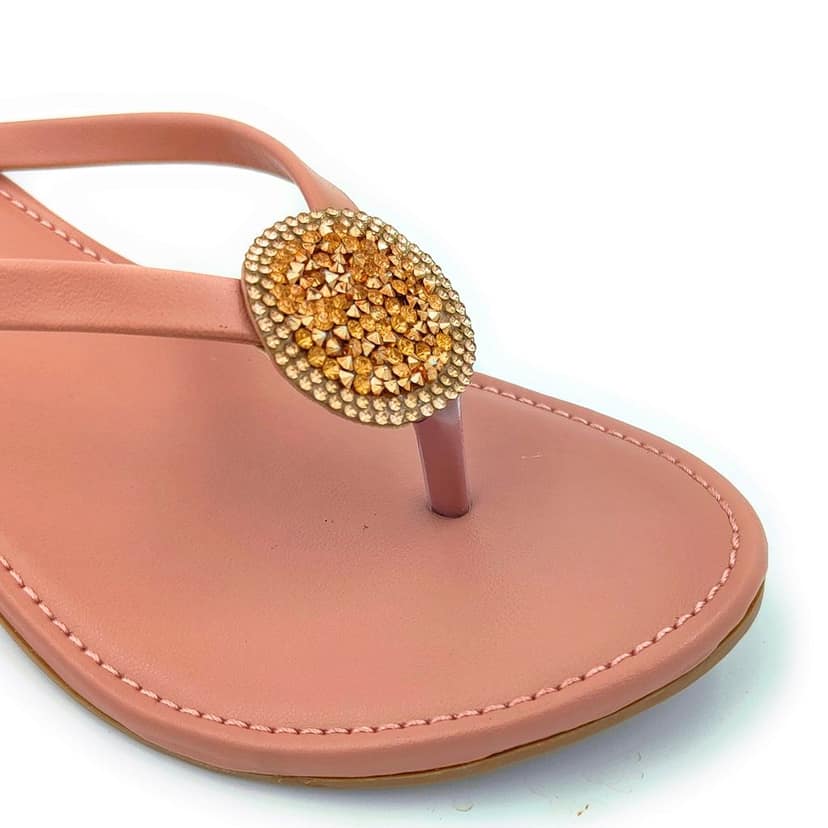 LEGS GO Peach Round Stone on Straps Sandals for Women Casual and Ethnic Wear view 4