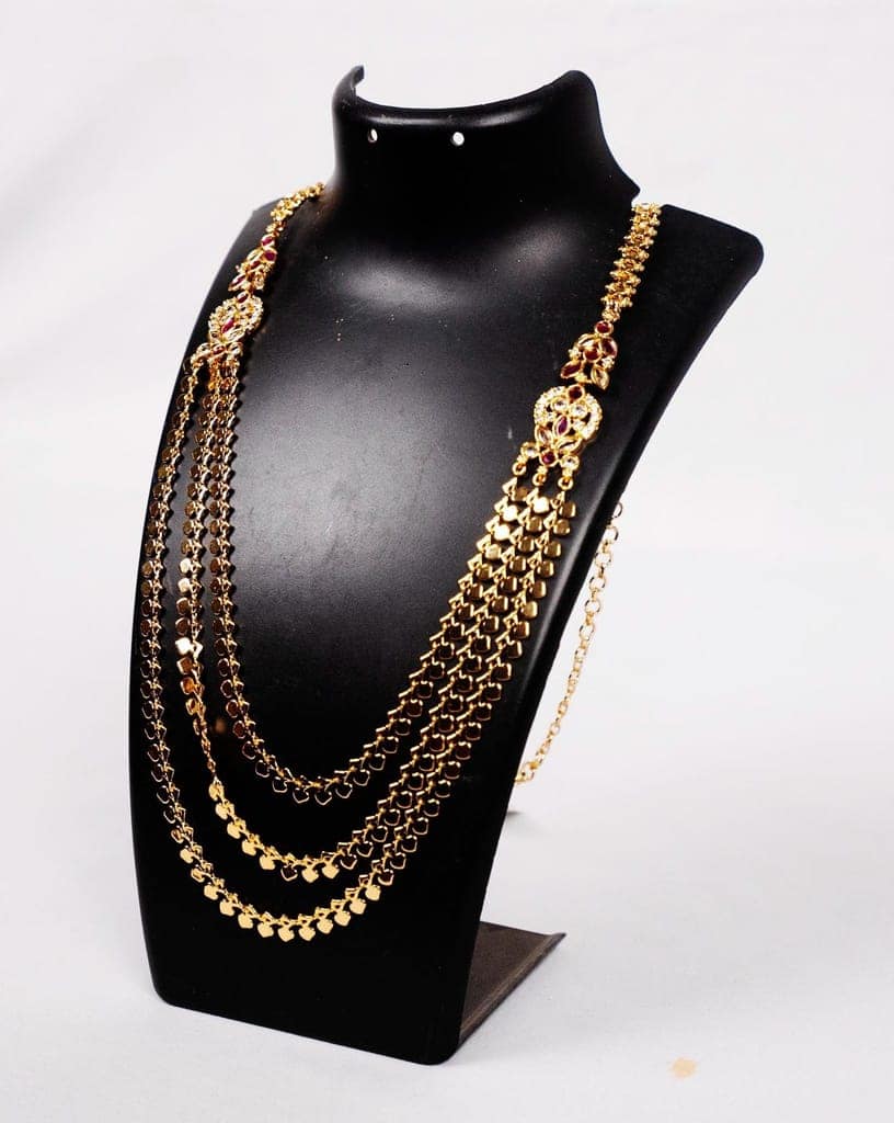 22K Gold Plated Traditional Indian Necklace Set view 2