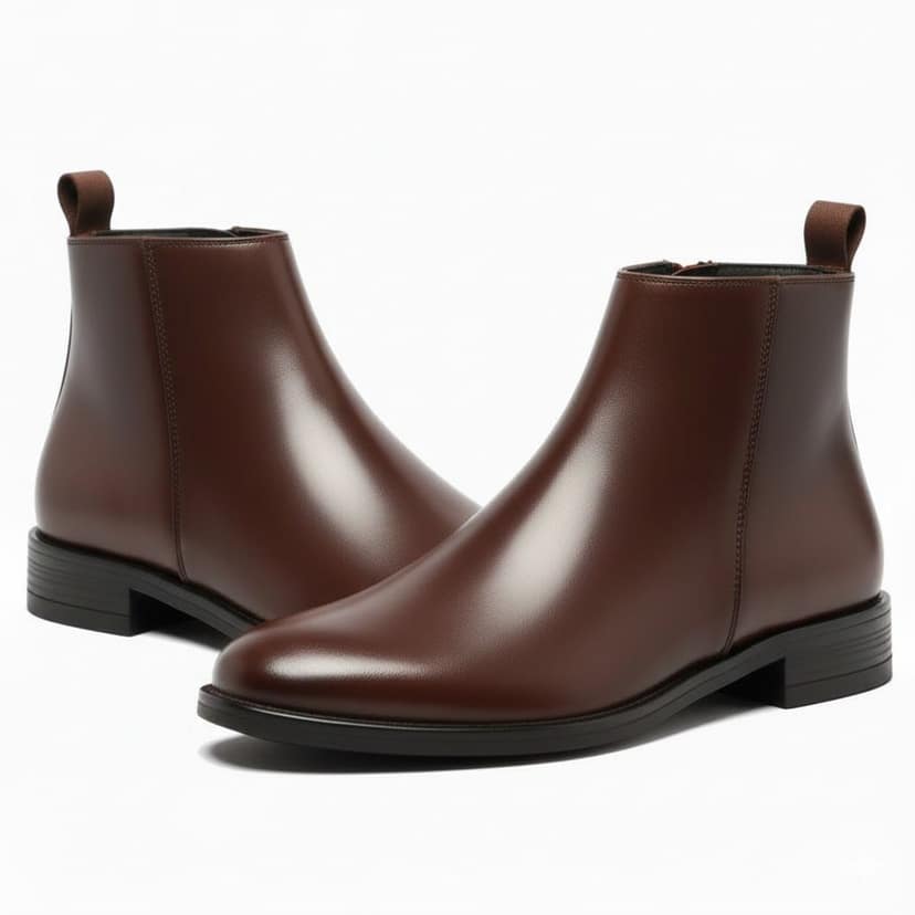 WUGO Premium Brown Chelsea Chain Boots for Men | Modern Slip-On Ankle Boots for Casual & Office Use view 2