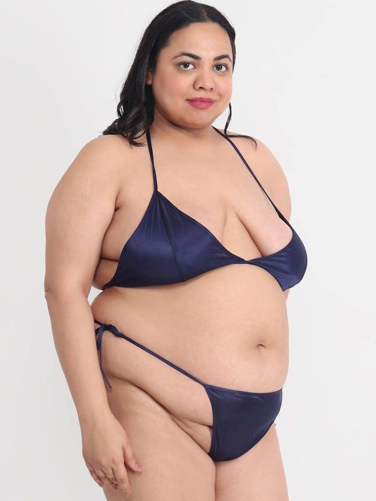 Plus Size Sexy Navy Honeymoon Bridal Bikini Set 11N view 4