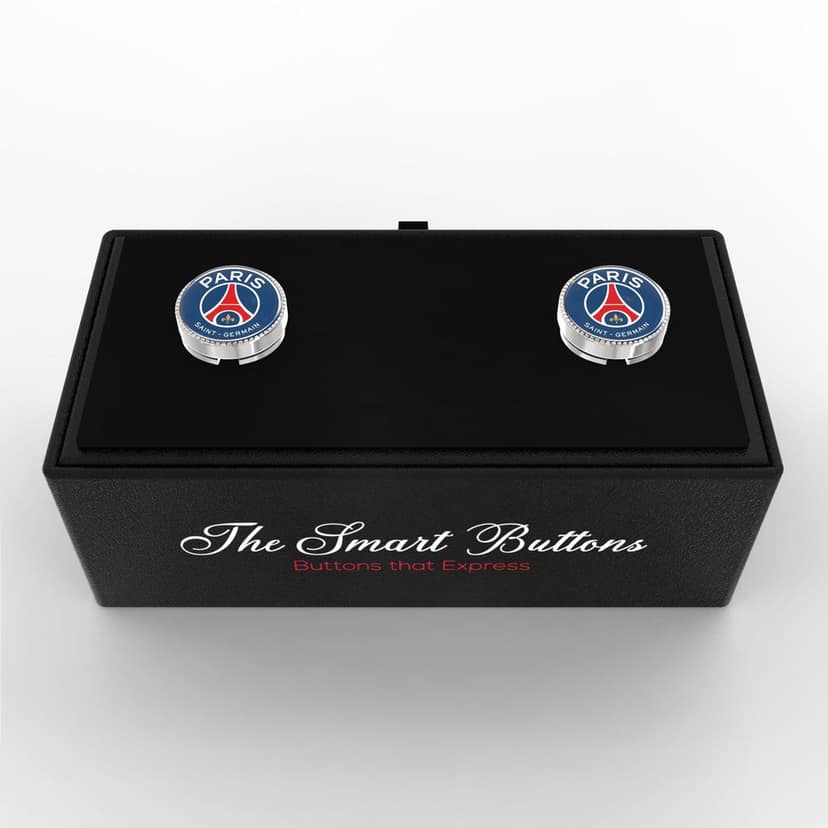 The Smart Buttons - Shirt Button Cover Cufflinks for Men - Paris Saint-Germain FC Style view 3