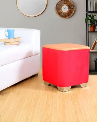 ShadowKart Sitting Stool Ottoman Pouffes for Living Room Sitting Bench Furniture Wooden Footrest Pouf Seat Puffy Foam Small Foot Stool for Office Home Decor, 16x16x18 Inch
