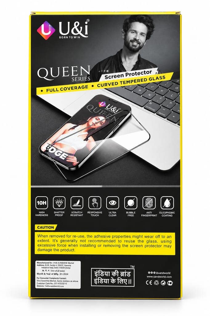 U&i Queen Series Full Coverage Curved Tempered Glass Screen Protector for iPhone 14 Pro Max view 3