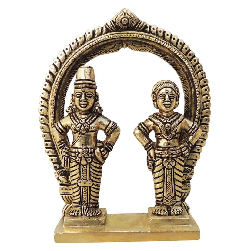Brass Vitthal Rukmini Murti � Traditional Hindu Brass God Home Idol, Height : 6 Inch (BSMAS1468 H) view 2