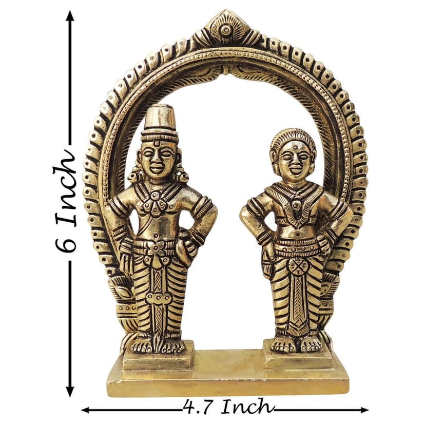 Brass Vitthal Rukmini Murti � Traditional Hindu Brass God Home Idol, Height : 6 Inch (BSMAS1468 H) view 3