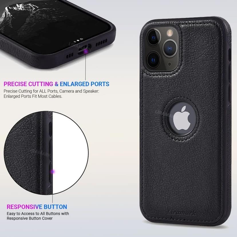 LIRAMARK PU Leather Flexible Back Cover Case Designed for iPhone 11 Pro view 4
