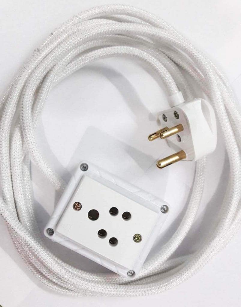Tia 1 Sockets Power Extension with 8 m Cotton Cord, Anchor Socket and Plug (6 A)