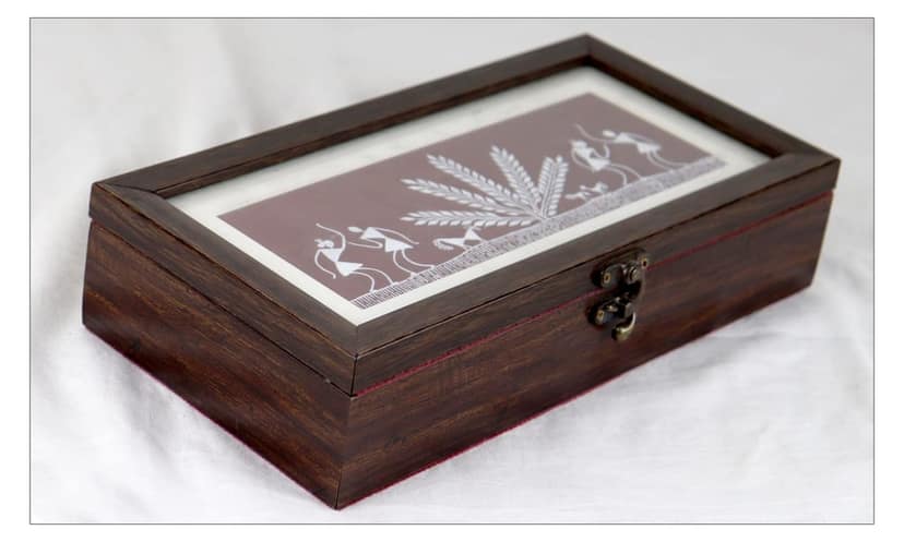 RECATANGULAR WARLI ART GIFT BOX view 2