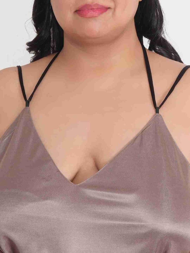 Plus Size Sexy Solid Satin Babydoll and Bikini Dress Dress for Honeymoon BB37Bm view 6