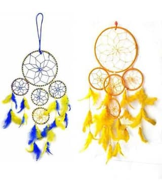 new lucky Feather Multicolor Dream Catcher - Pack of 2