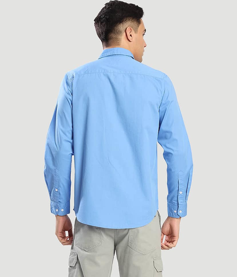IVOC 100% Cotton Regular Fit Solids Full Sleeves Men's Casual Shirt - Blue ( Pack of 1 ) view 6
