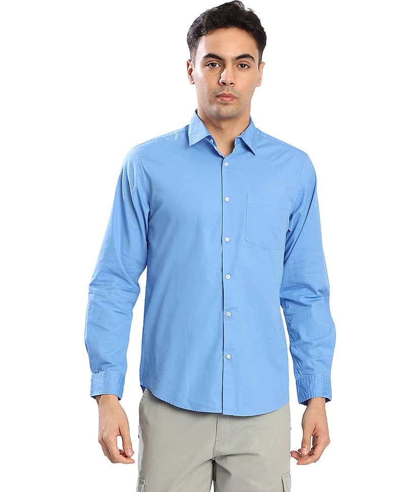 IVOC 100% Cotton Regular Fit Solids Full Sleeves Men's Casual Shirt - Blue ( Pack of 1 ) view 8
