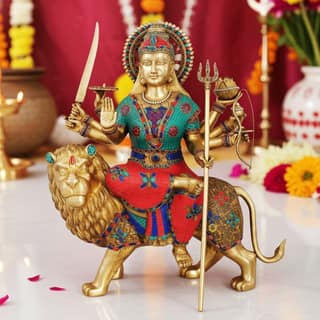 Brass Durga Ji God Idol Statue - Premium Brass Showpiece for Gifting & Worship, Height : 35.3 Inch (BSMAS978 E)