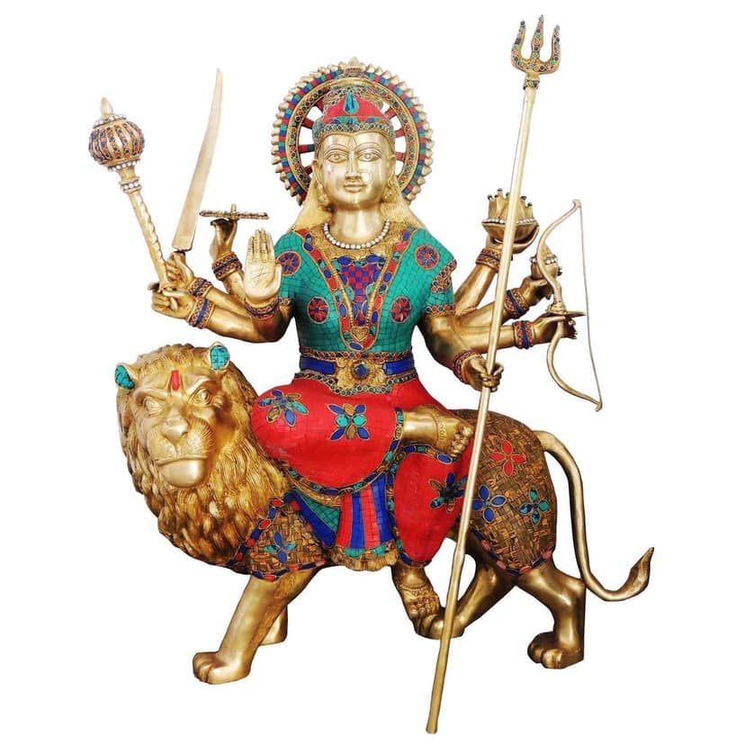 Brass Durga Ji God Idol Statue - Premium Brass Showpiece for Gifting & Worship, Height : 35.3 Inch (BSMAS978 E) view 2