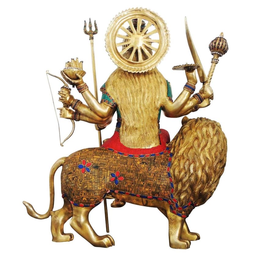 Brass Durga Ji God Idol Statue - Premium Brass Showpiece for Gifting & Worship, Height : 35.3 Inch (BSMAS978 E) view 3