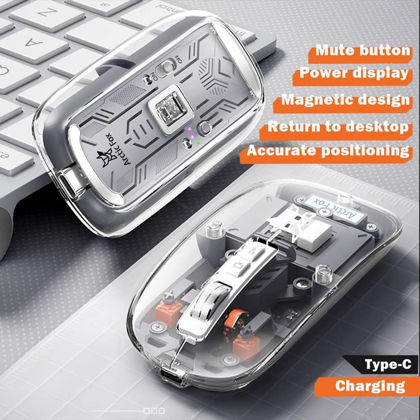 Arctic Fox Pureview Transparent Wireless and Bluetooth Rechargeable Mouse view 8