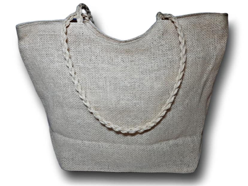 SS Eco-Life Light Weight Jute Tote Handbag for Women. Multicolour star flower Hand stitched and added decorative beads design. view 3