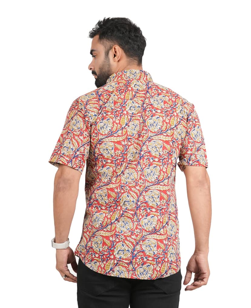 Tribes India Bagru Hand Block Printed Floral Cotton Shirt - Multicolor view 4