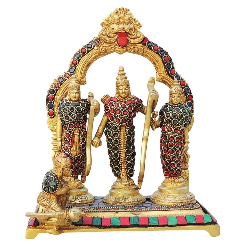 Brass Ram Darbar Idol | Handcrafted Ram Parivar Puja Murti, Height : 9 Inch (BSMAS837 B) view 2